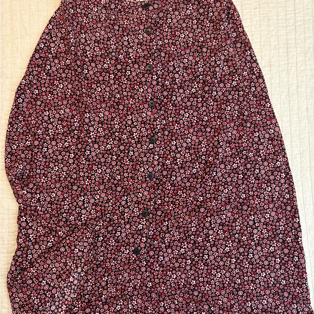Christopher & Banks Floral Midi A-Line Skirt